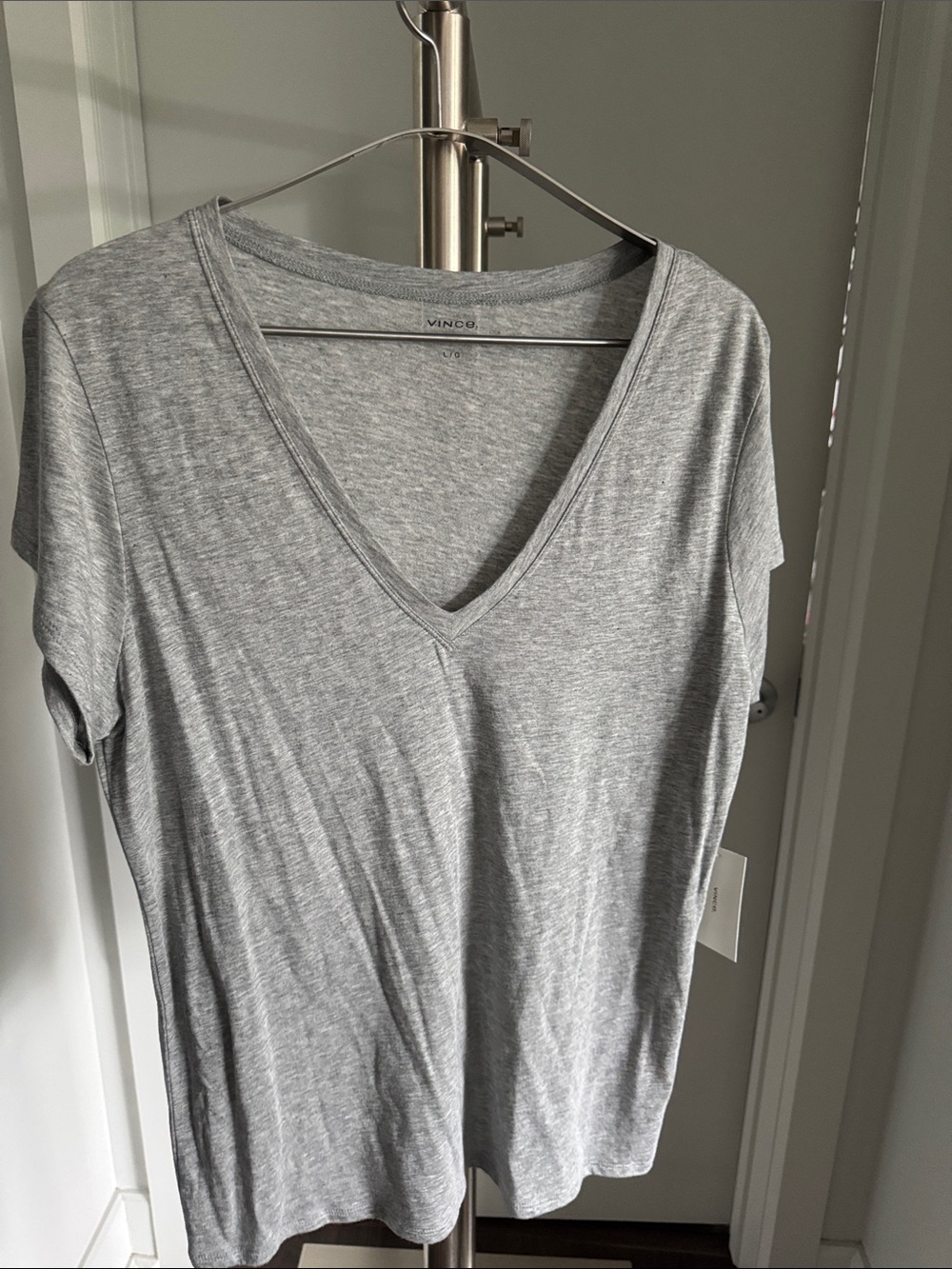 Vince Light Gray V-Neck Short Sleeve Tee